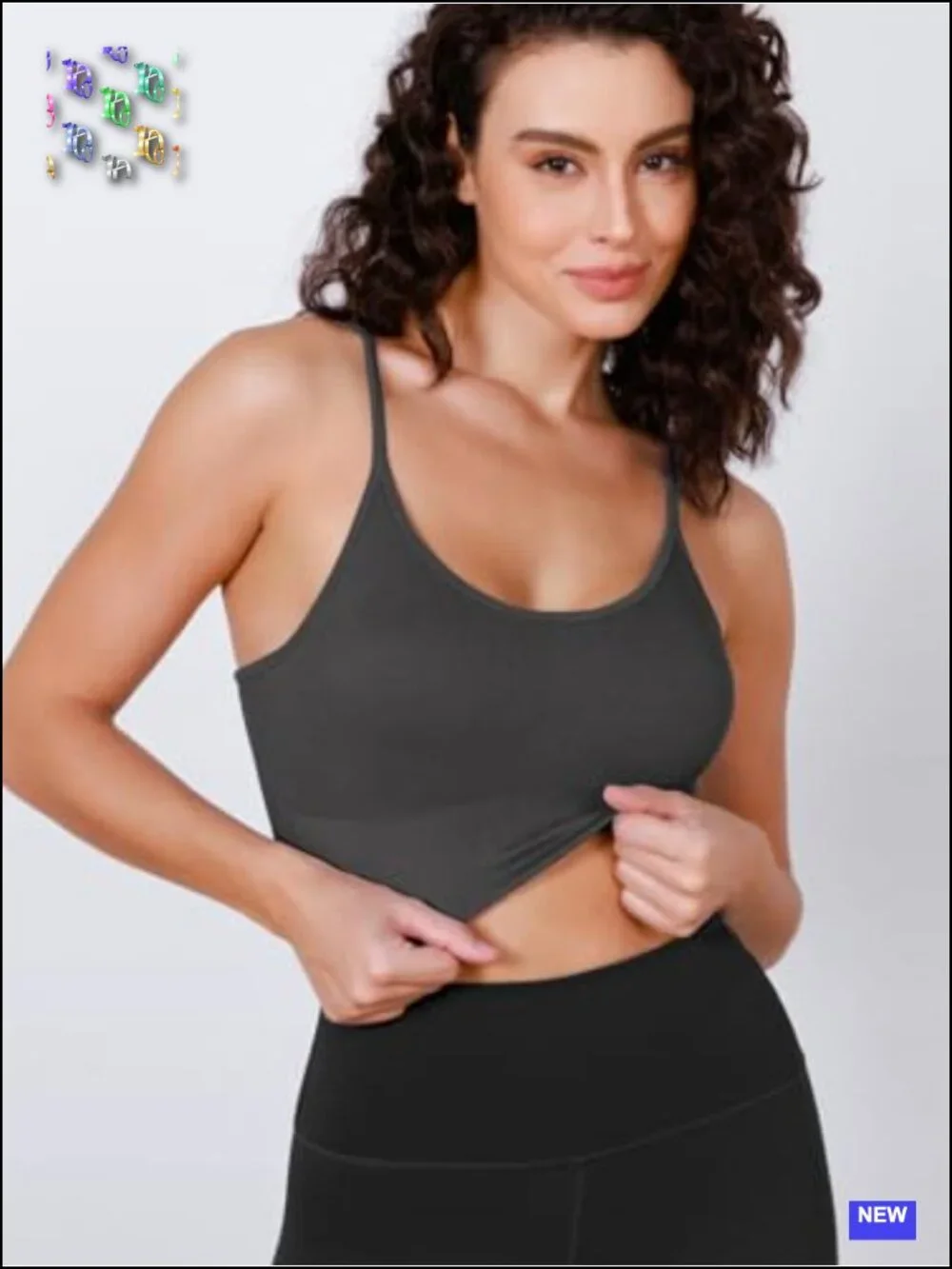 Seamless Ribbed Sports Bra Crop Tank Tops Non Padding Low Impact Yoga